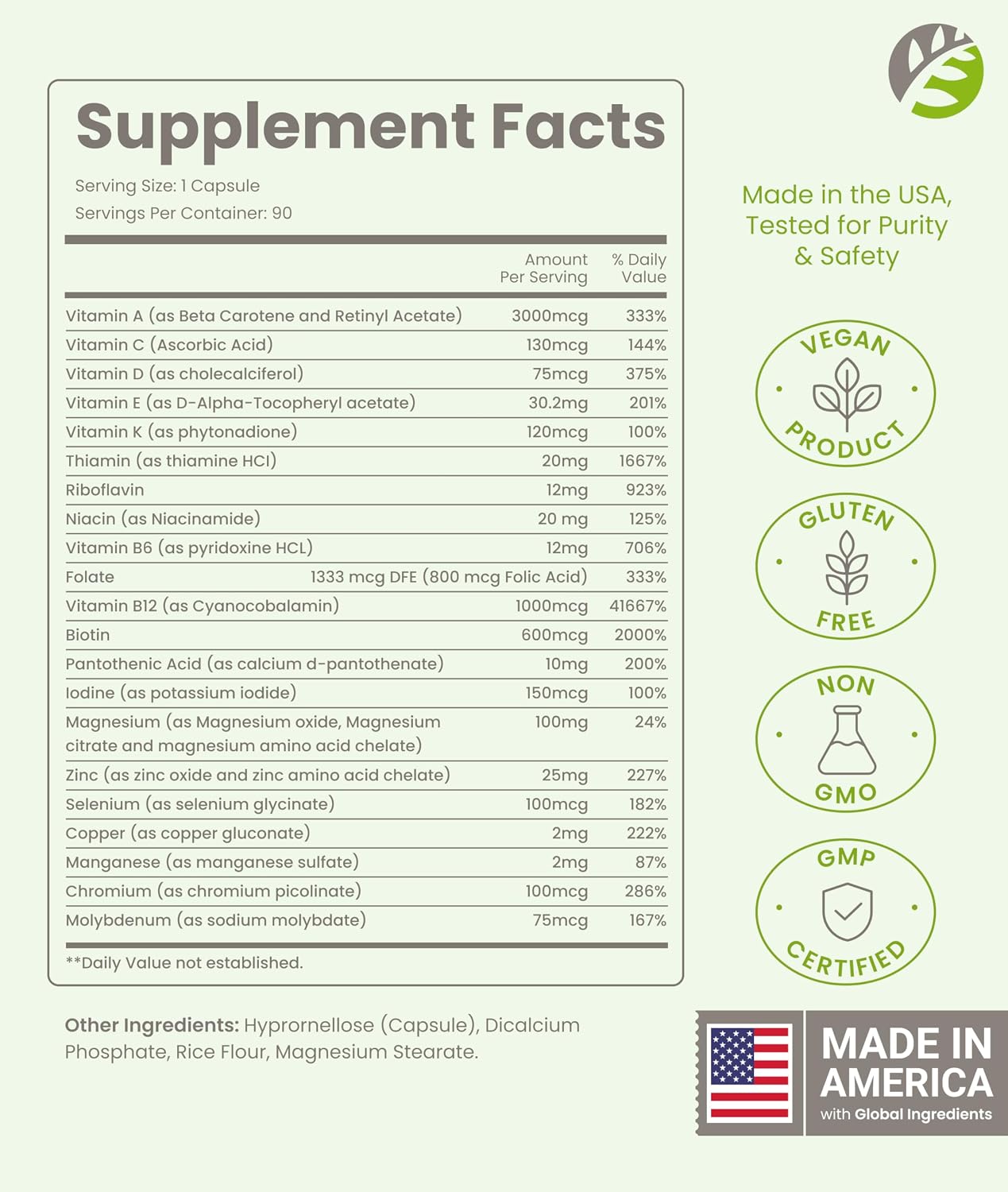 BariSlim Once Daily Multivitamínico Bariátrico Sin Hierro - 90 Cápsulas