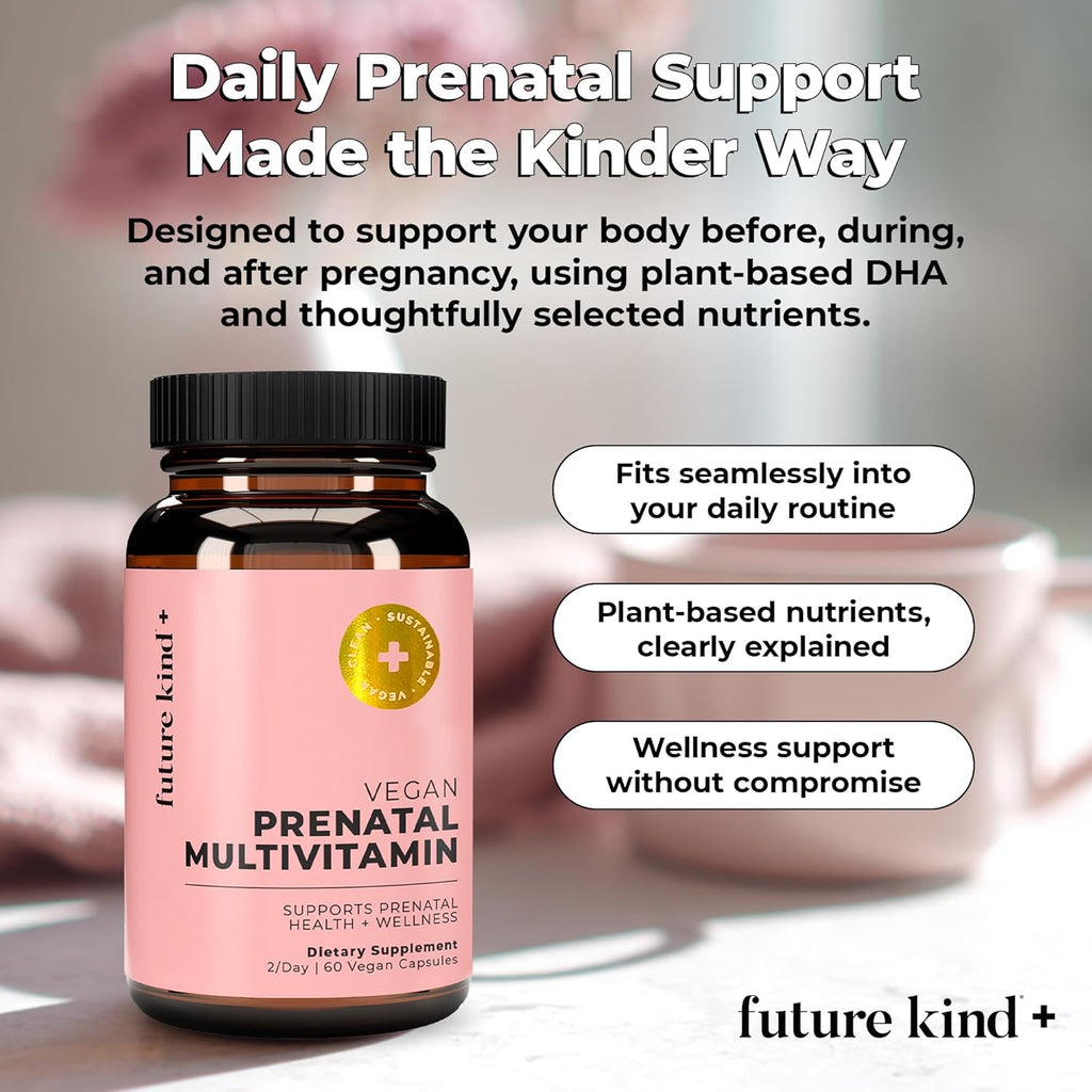 Future Kind Vitamina Prenatal - Embarazo, Lactancia y Bienestar con DHA y L-Metilfolato - Suplemento de Folato para Mujeres con Vitamina D, E, Hierro, Omega-3 y Biotina (60 Cápsulas)