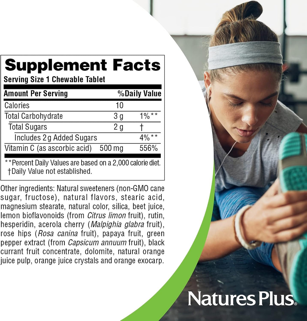 NaturesPlus Zumo de Naranja Vitamina C 500 mg - 180 Comprimidos Masticables