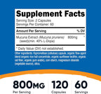 Nutricost Mucuna Pruriens 400mg, 120 Cápsulas - 800mg por Dosis, Cápsulas Vegetales