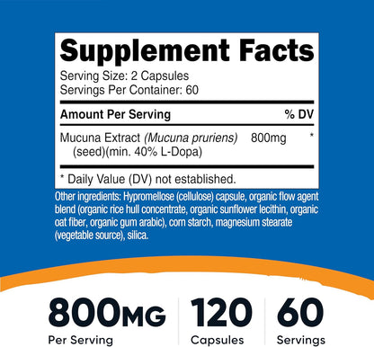 Nutricost Mucuna Pruriens 400mg, 120 – Cápsulas vegetales: elaboradas con hipromelosa, aptas para dietas – Image 2