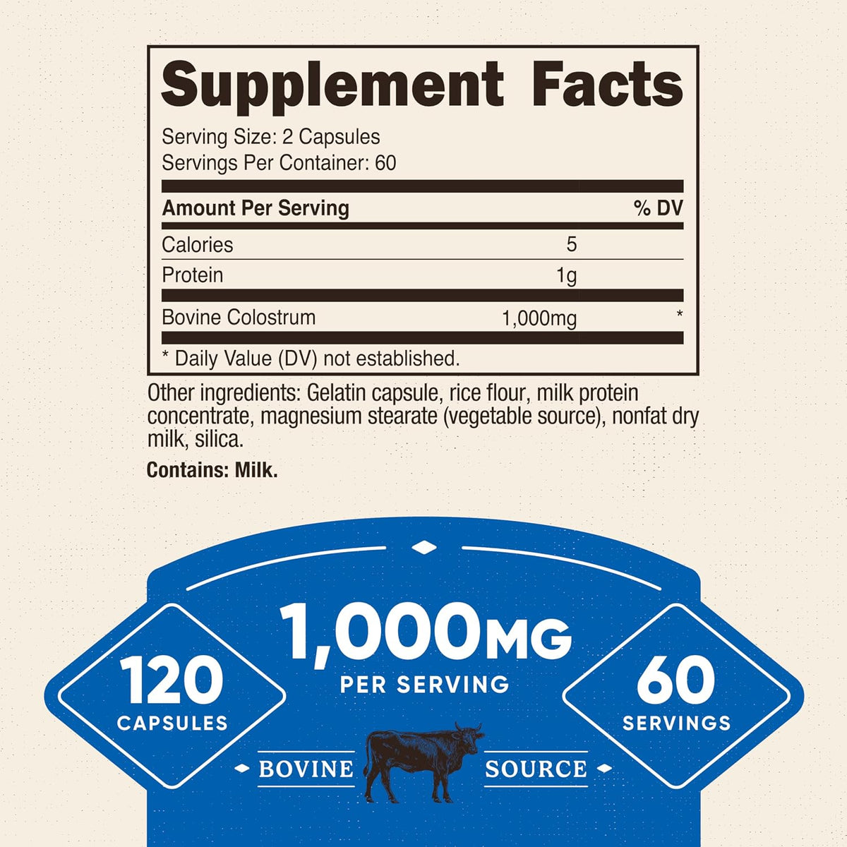 Nutricost Colostrum 1000mg por Dosis, 360 Cápsulas (3 Botellas) – Image 2