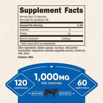 Nutricost Colostrum 1000mg por Dosis, 360 Cápsulas (3 Botellas) – Image 2