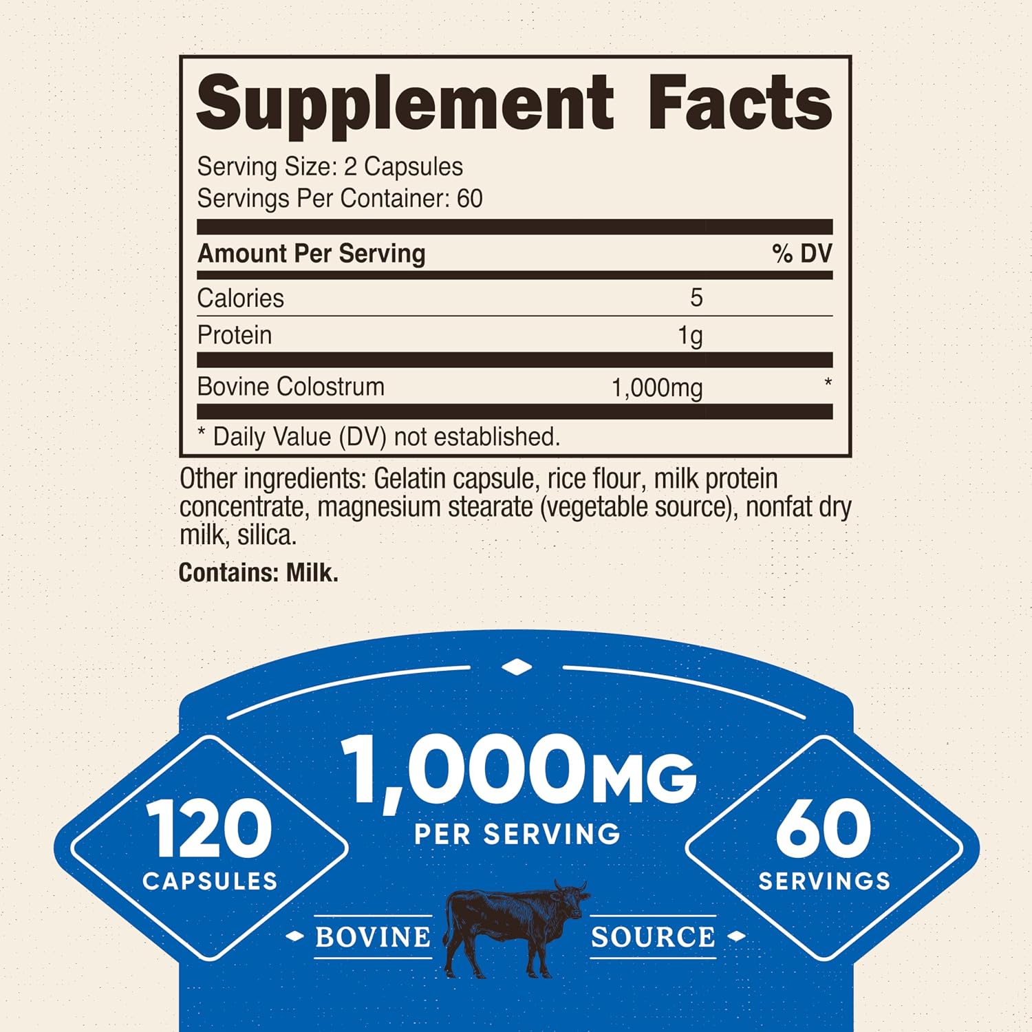 Nutricost Colostrum 500mg, 120 Capsules (2 Bottles)