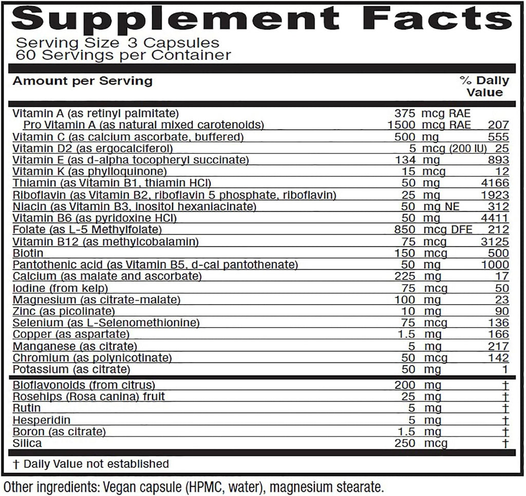 Vitanica Women's Symmetry, Multivitamínico Diario de Alta Potencia para Mujeres, Vegano, 180 Cápsulas