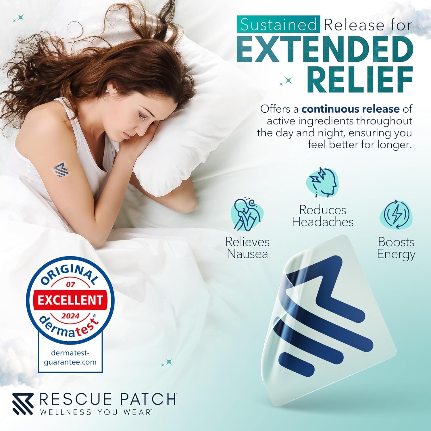 Rescue Patch – Parches de Vitalidad y Energía Matutina – Día y Noche con B1 y Glutatión – 12 Parches