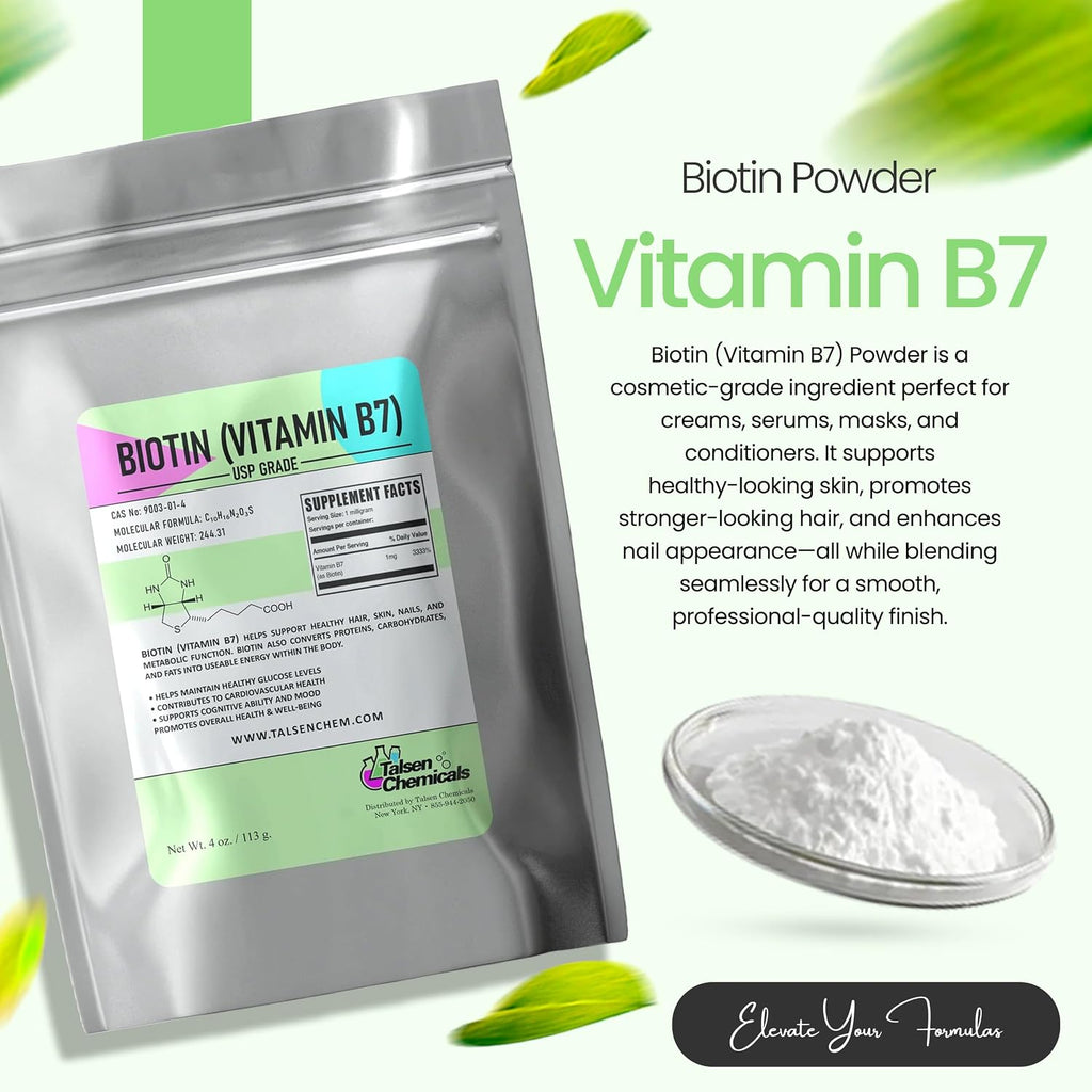 Biotina (Vitamina B7) en Polvo – 226 g (8 oz) – Talsen Chemicals