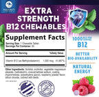 Vitamina B12 Metilcobalamina 1000 mcg - 60 Comprimidos Masticables Sabor Bayas