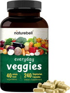 Fruit and Veggies Supplement – 480 Cápsulas Vegetarianas | Mezcla de 40 Frutas y Verduras Enteras | Fórmula Superfood Natural con Vitaminas y Minerales – No Transgénico