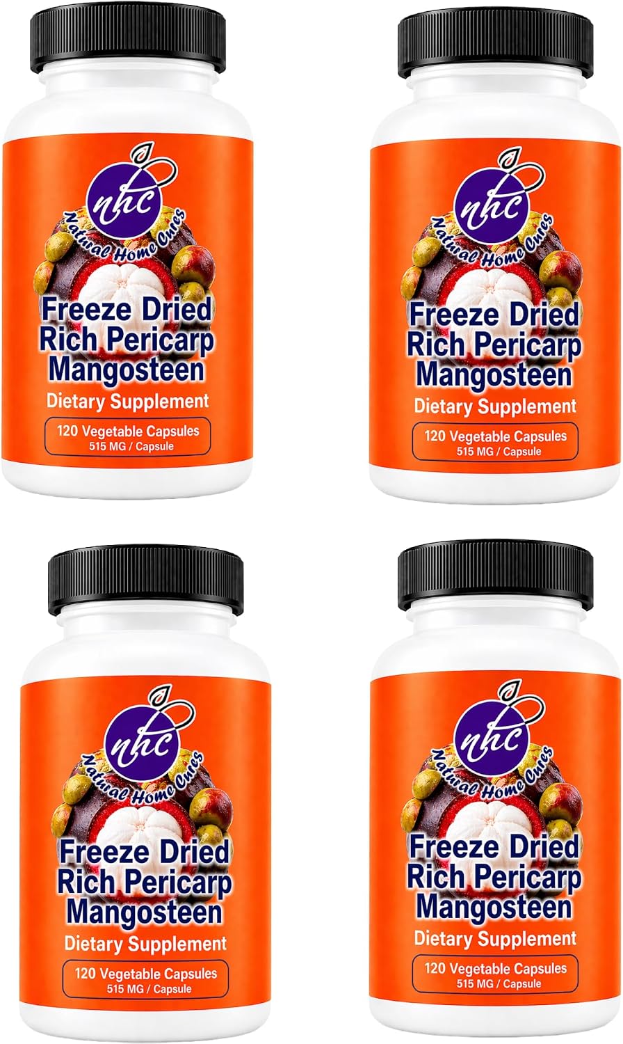 Natural Home Cures Mangostán Liofilizado en Cápsulas, 515 mg, 480 Cápsulas Veganas (4 Botellas)