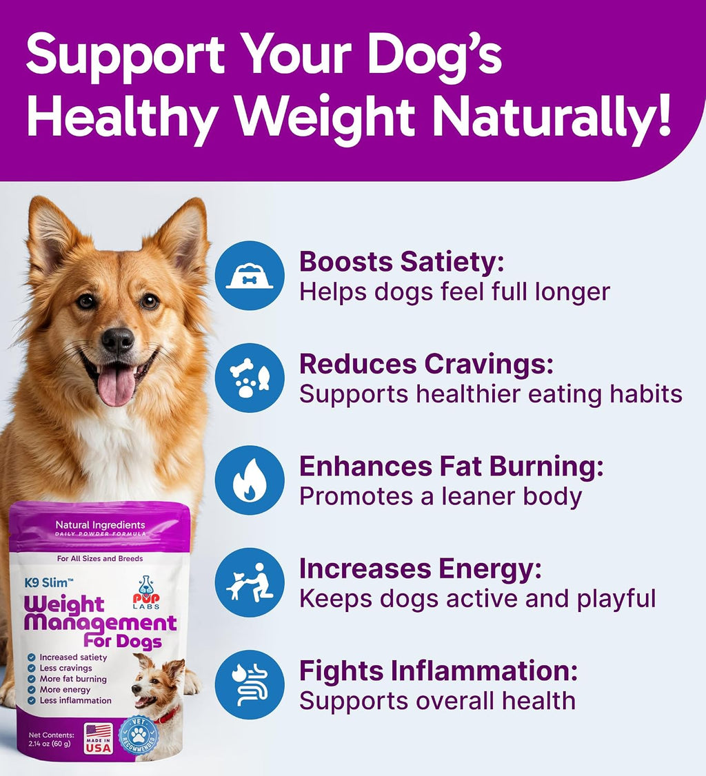 K9 Slim Suplemento para Adelgazar Perros, Topper Natural para Control de Peso, 2.14 oz