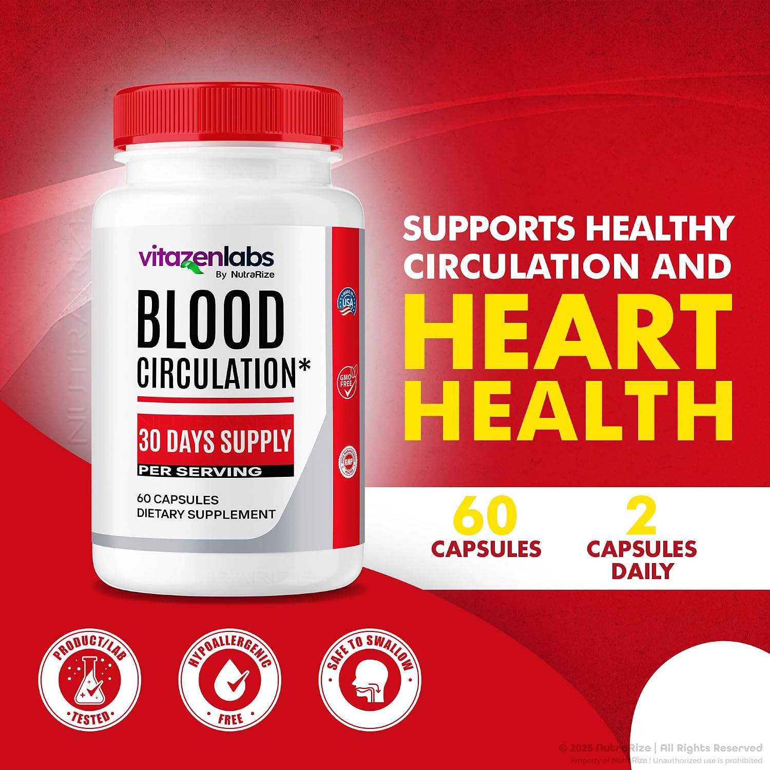 (2 Pack) Vitazenlabs Blood Support Plus, Fórmula de Máxima Potencia para Mantener Niveles Saludables, Fórmula Natural para Apoyar la Salud y el Bienestar General (120 Cápsulas)