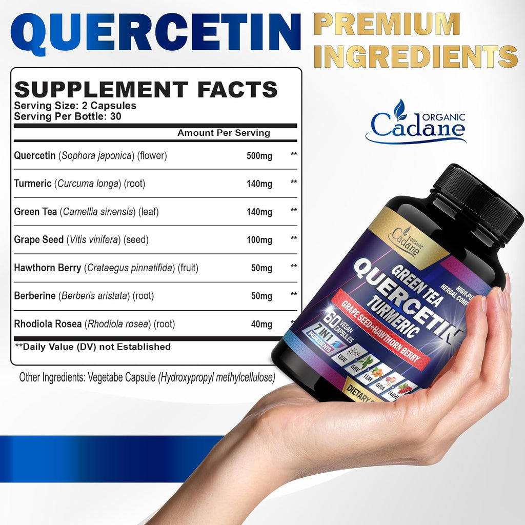 Organic Cadane Quercetin Suplemento Orgánico - 60 Cápsulas Superfood