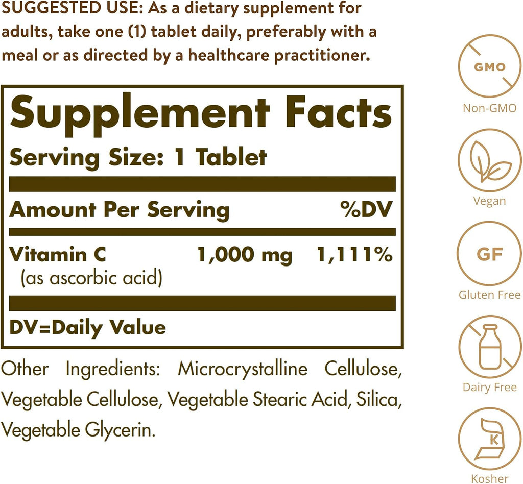 Solgar Vitamin C 1000 mg with Bioflavonoids, 90 Tablets