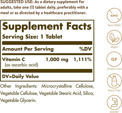 Solgar Vitamina C 1000 mg con Bioflavonoides, 90 Comprimidos – Image 2