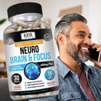 Kaya Naturals Neuro Brain - Nootrópico para Memoria y Concentración - 30 Cápsulas