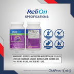ReliOn Glucosa Comprimidos Sabor Uva - 2 Paquetes de 50 (100 Total) + Guía Diabetes y Pastillero