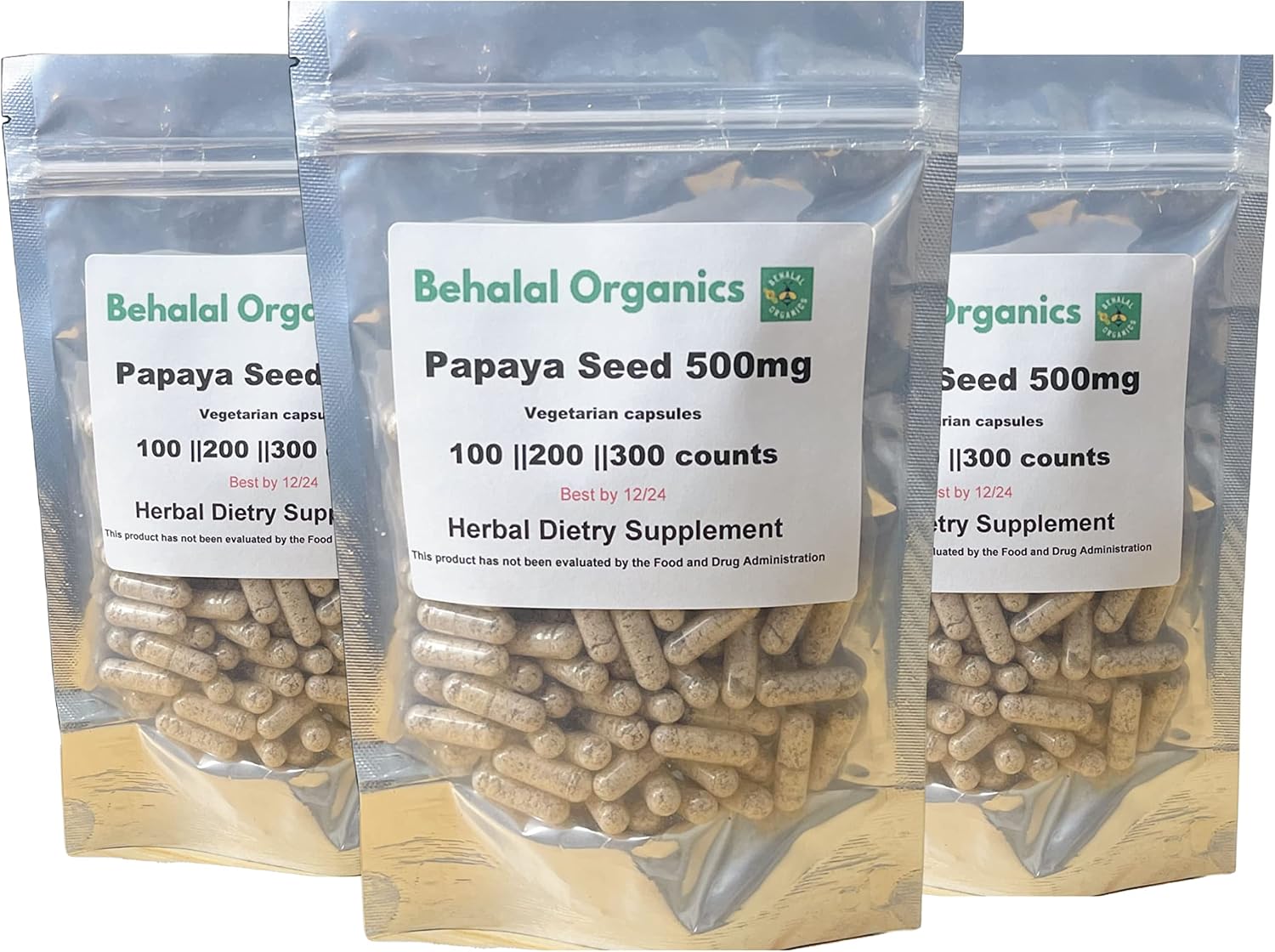 Semilla de Papaya 500mg Cápsulas Vegetarianas