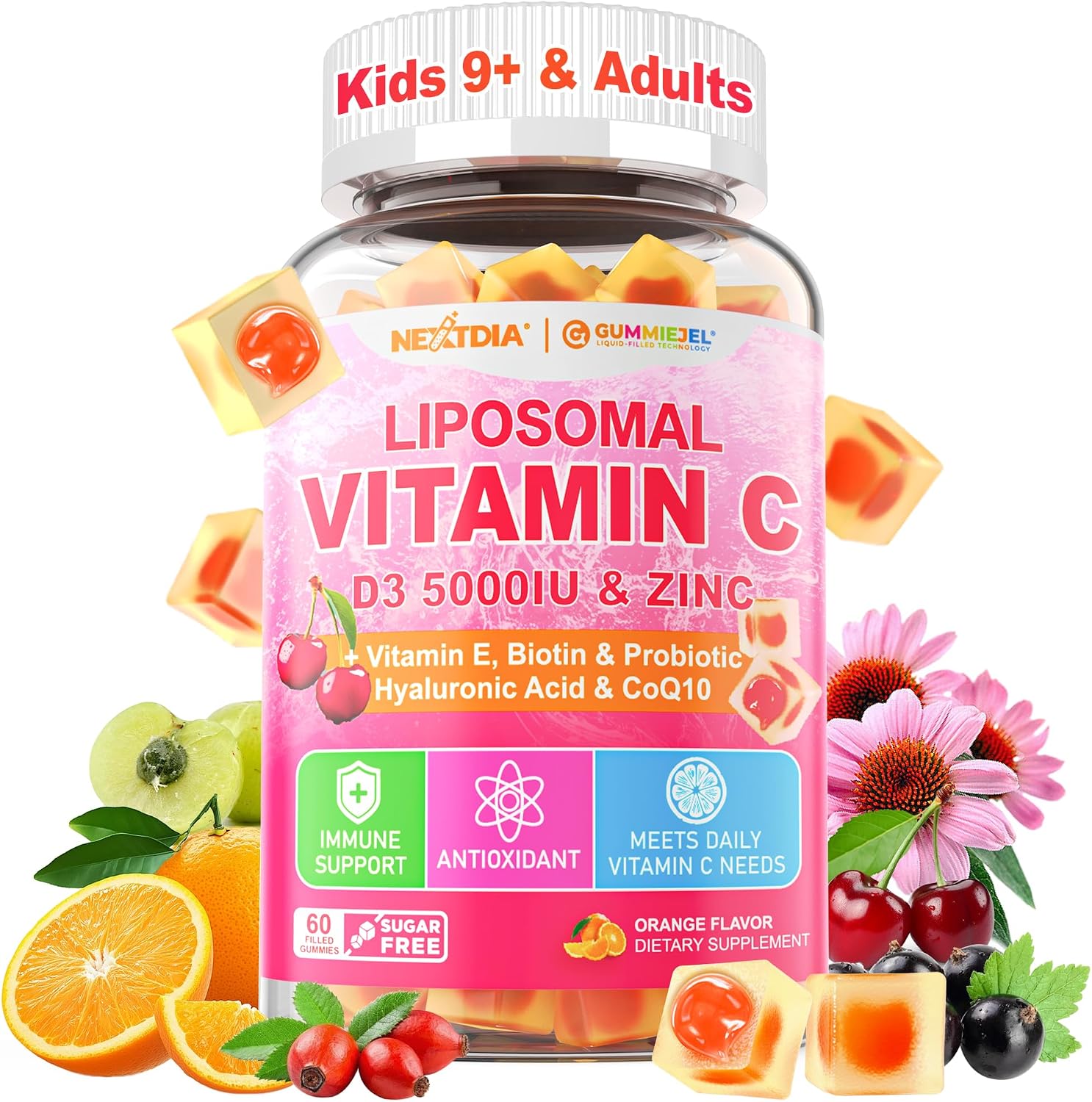 Gomitas Liposomales de Vitamina C 1000mg, D3 5000IU y Zinc - Pack de 2