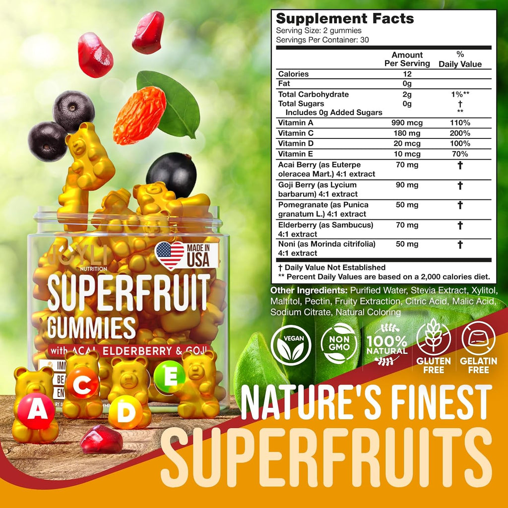 JOYLI Nutrition Multivitamin Gummies - 2 Paquetes (60 Gominolas) - Sin Azúcar