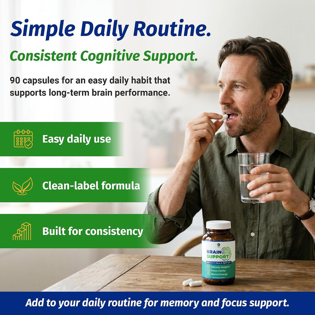 1 Suplemento Cerebral – Nootrópico con Alpha GPC, Ginkgo y Bacopa – 90 Cápsulas Veganas – Para Memoria y Concentración