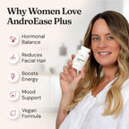 Nourished AndroEase Plus - Equilibrio Hormonal Vegano para Mujeres - Zinc, Reishi, Té Verde y Saw Palmetto - para Energía, Vitalidad y Bienestar Diario - 60 Cápsulas, Hecho en EE.UU.