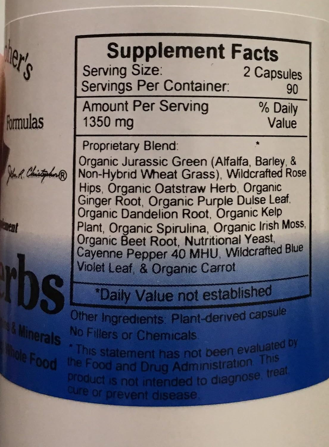 Christopher's Original Formulas Vitalerbs, Nutrient-Rich Herbal Supplement, 180 Veggie Capsules