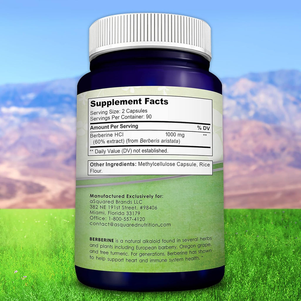 aSquared Nutrition Pure Berberine 1000mg - 180 Vegan Capsules