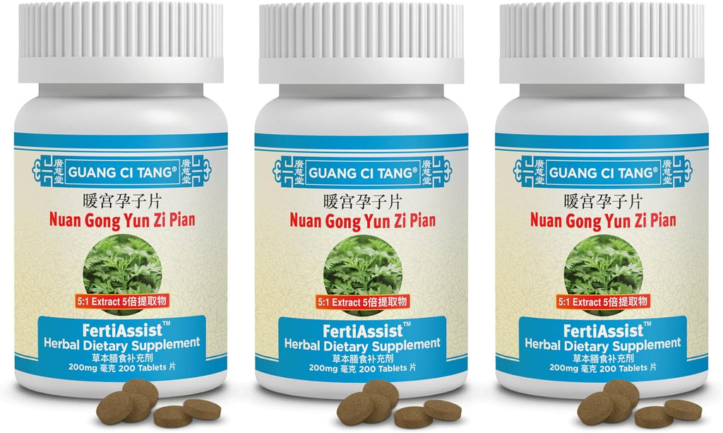 3 Bottles of Nuan Gong Yun Zi Pian FertiAssist Plus - Fertility Blend for Women - 200 Tablets each