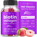 NutraChamps Gominolas de Biotina 5000mcg con Colágeno, Queratina y Más – Vitaminas para Cabello, Piel y Uñas – Enriquecido con Vitamina C, D3 y Zinc