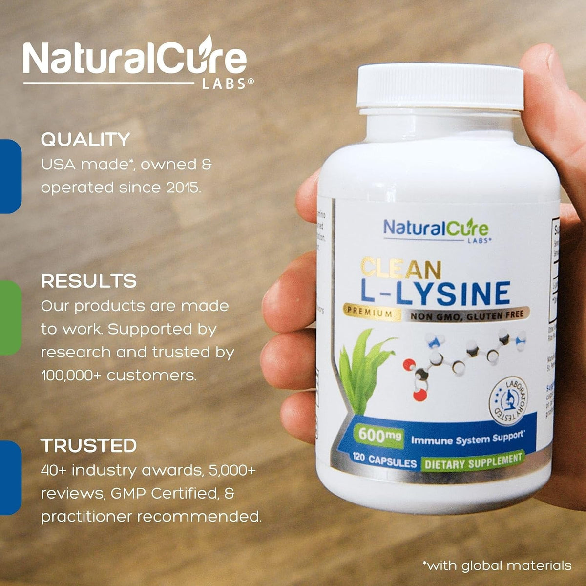 Palmara Health Clean L-Lisina 600mg, 120 Cápsulas | Vegano, No GMO y Sin Gluten – Image 2