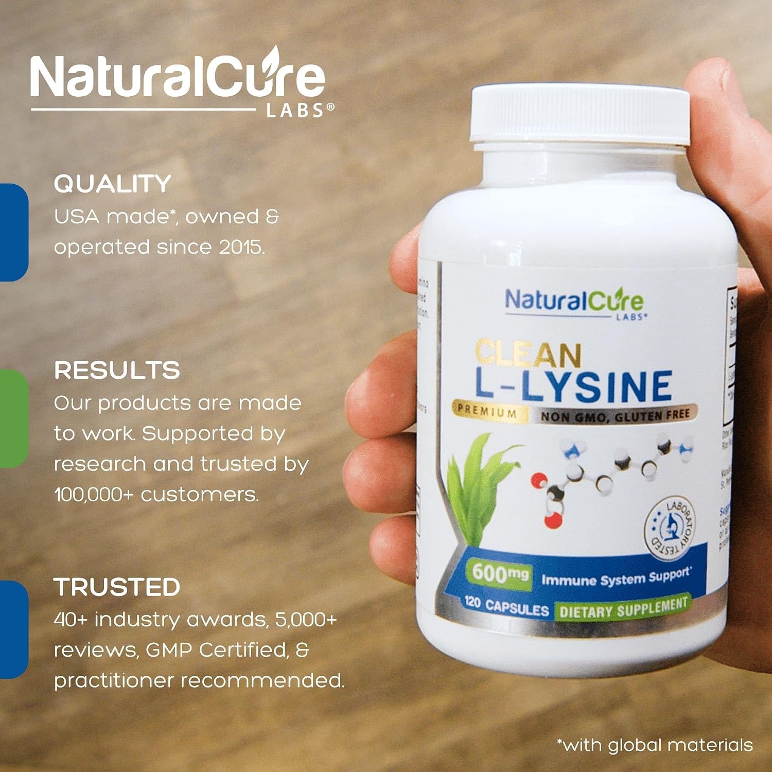 Palmara Health Clean L-Lisina 600mg, 120 Cápsulas | Vegano, No GMO y Sin Gluten