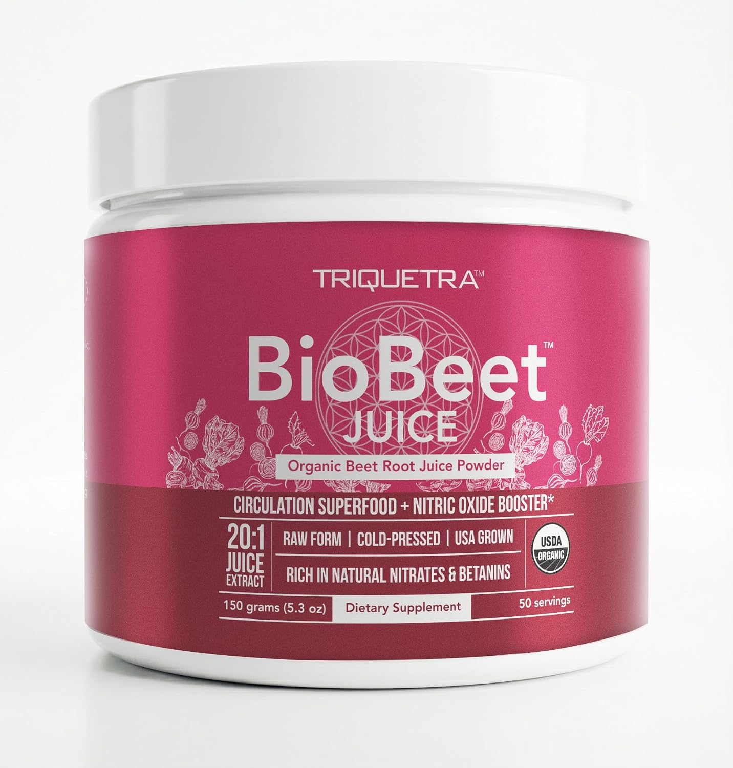 BioBeet Max Strength - Polvo de Jugo de Remolacha Concentrado 20:1 - Orgánico, 50 Raciones