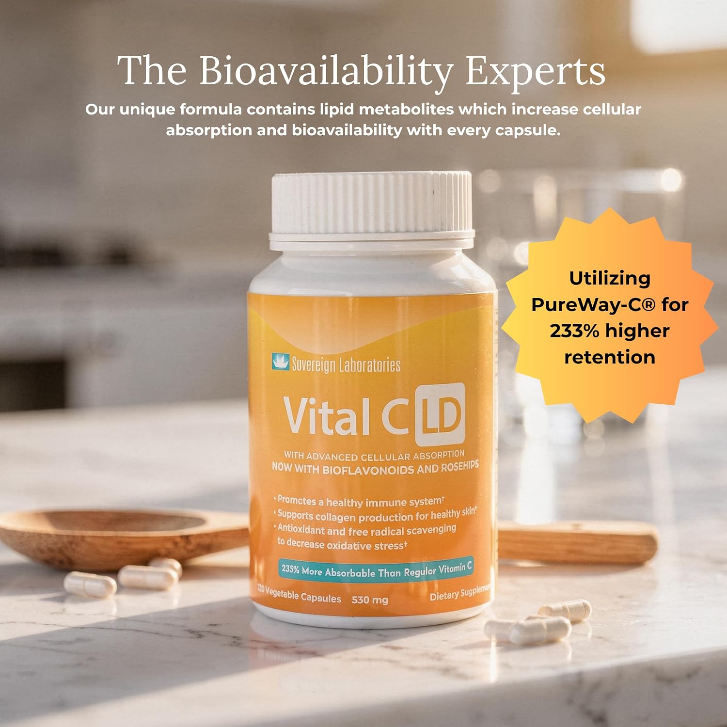 Vital C-LD - Vitamina C Liposomal - 530mg Cápsulas - 120 Unidades