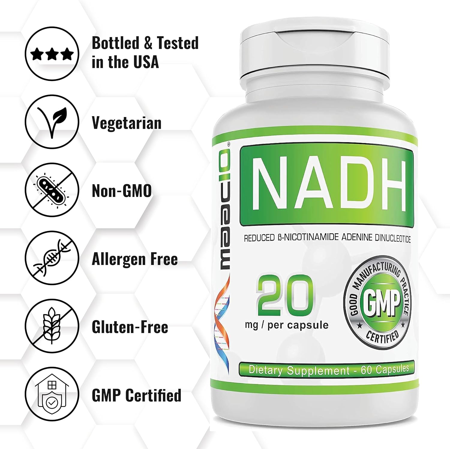 MAAC10 NADH 20 mg, 60 Cápsulas – Energía y Longevidad
