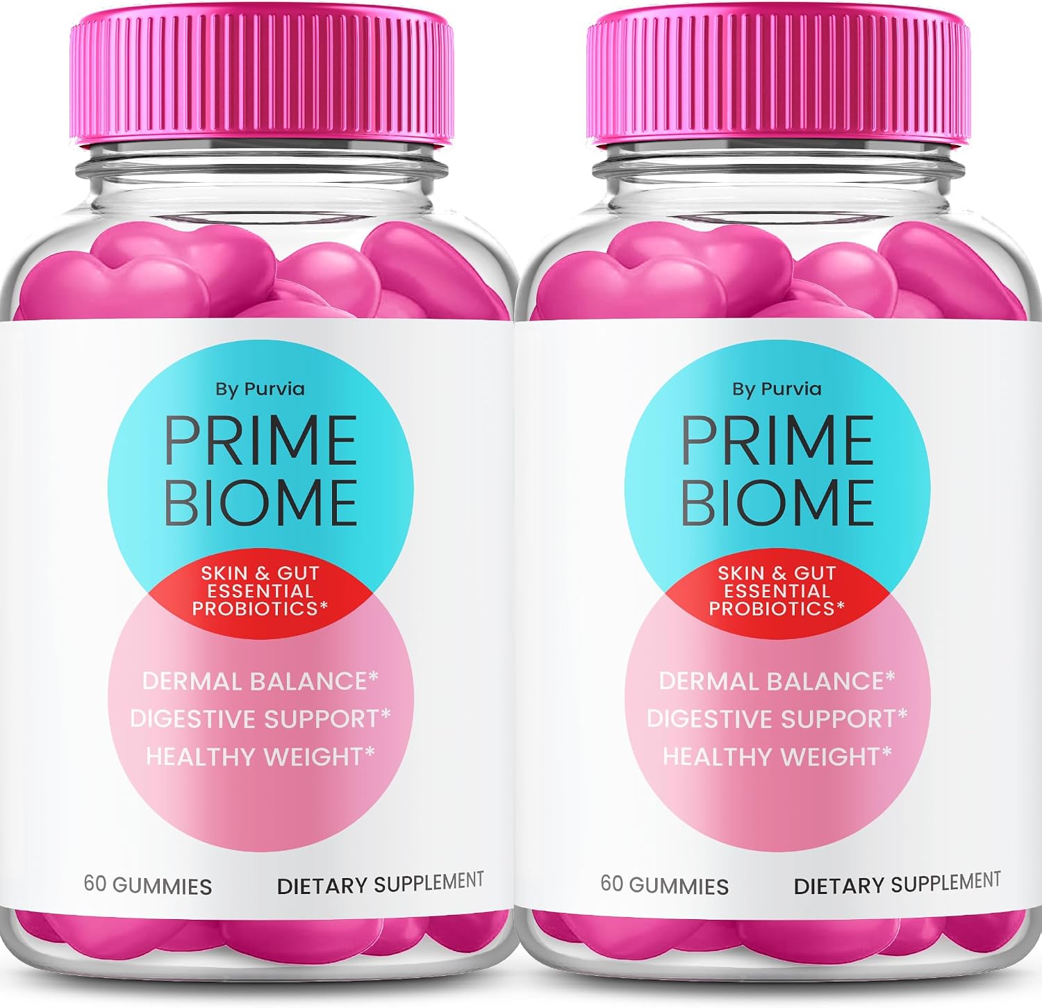 (2 Pack) Prime Biome Gummies - Suplemento para la Piel y el Intestino