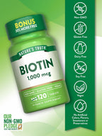Nature's Truth Biotina 1000 mcg | 120 Comprimidos | Vegano, Sin Gluten, No-GMO