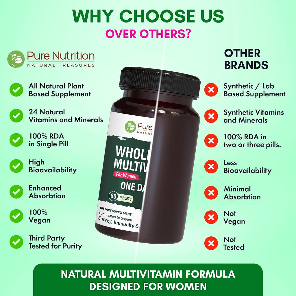 Pure Nutrition Multivitamínico Integral para Mujeres – 60 Comprimidos Veganos