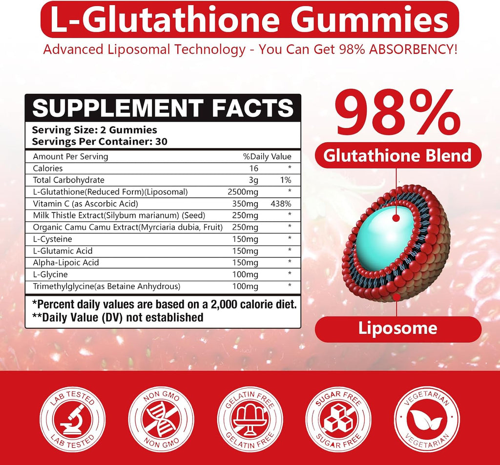 Gominolas de Glutatión Liposomal 2500 mg con Vitamina C y Cardo Mariano - Oakevlp