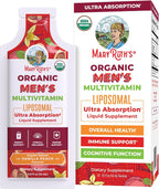MaryRuth Organics Multivitamínico Líquido para Hombres con Tecnología Liposomal, Sabor Melocotón Vainilla, Orgánico, Sin Azúcar, Vegano, 14 sobres de 15 ml