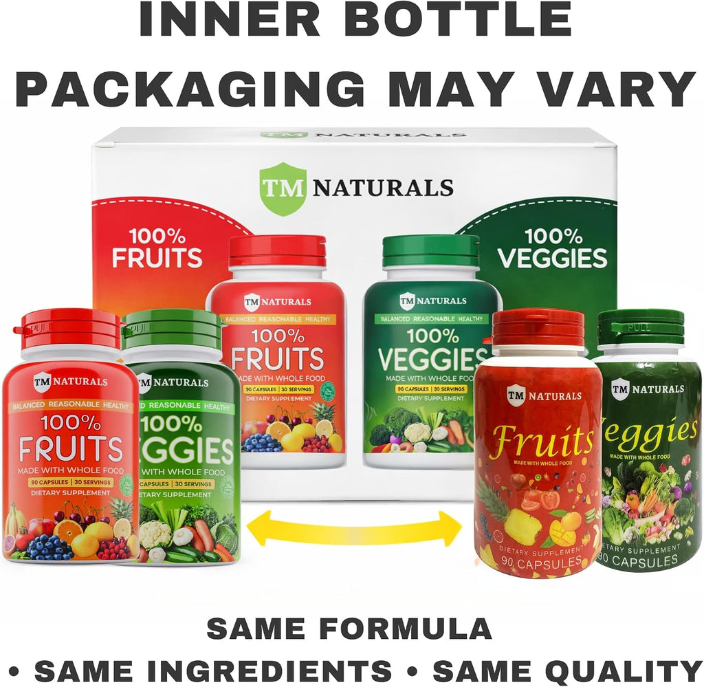 TM NATURALS Suplemento de Frutas y Verduras para Hombres y Mujeres - 90 Cápsulas (Pack de 2) - Superalimentos Naturales