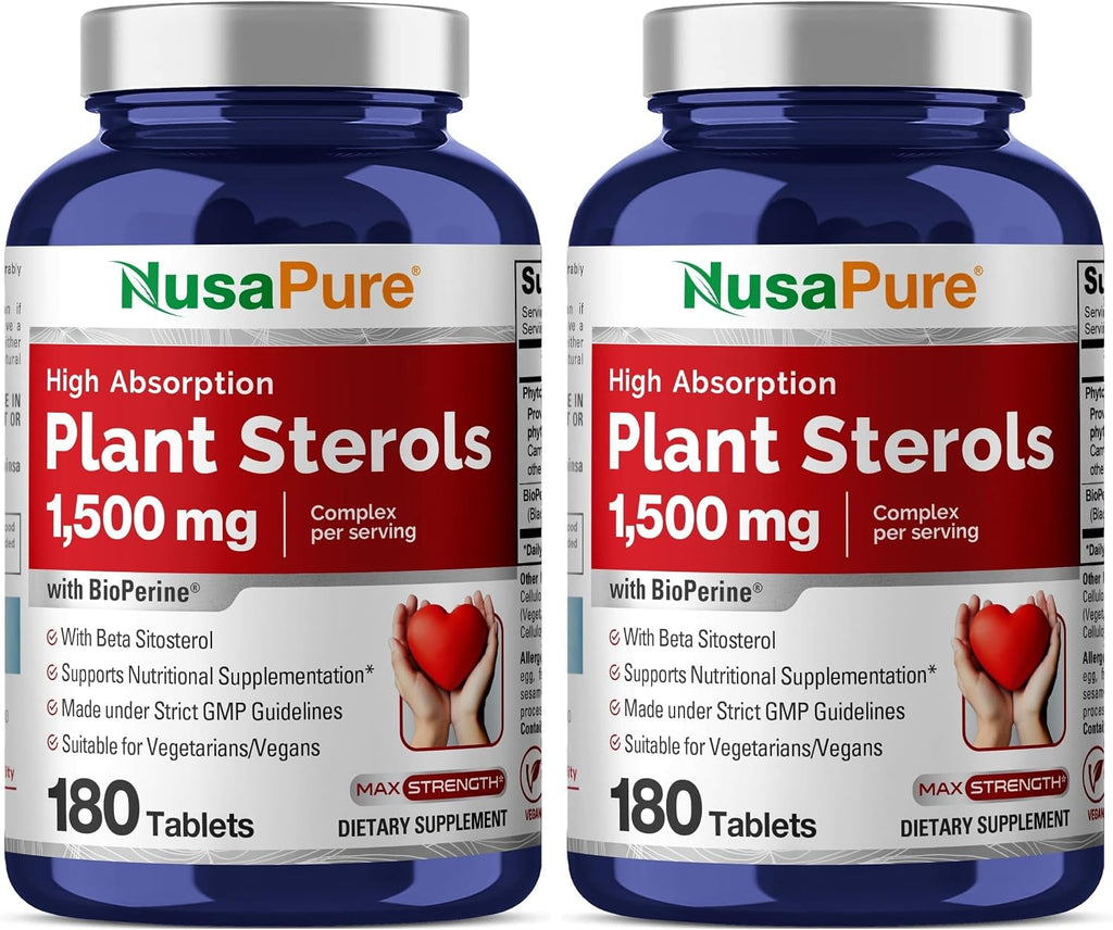 NusaPure Esteroles Vegetales 1500 mg - 180 Comprimidos (No Transgénico, Vegano) con Bioperina