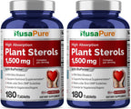 NusaPure Esteroles Vegetales 1500 mg - 180 Comprimidos (No Transgénico, Vegano) con Bioperina