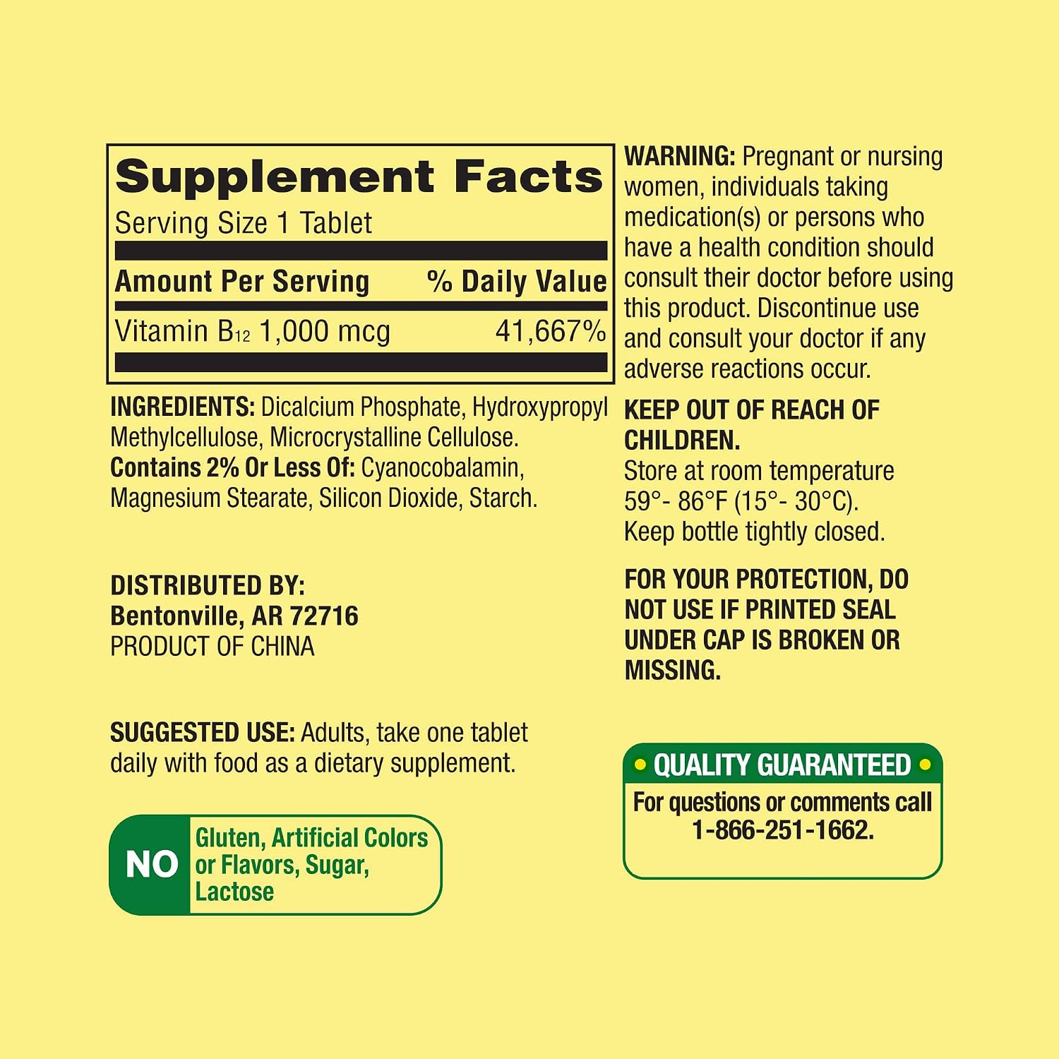 Spring Valley Vitamina B12 1000 mcg Liberación Prolongada - 60 Comprimidos