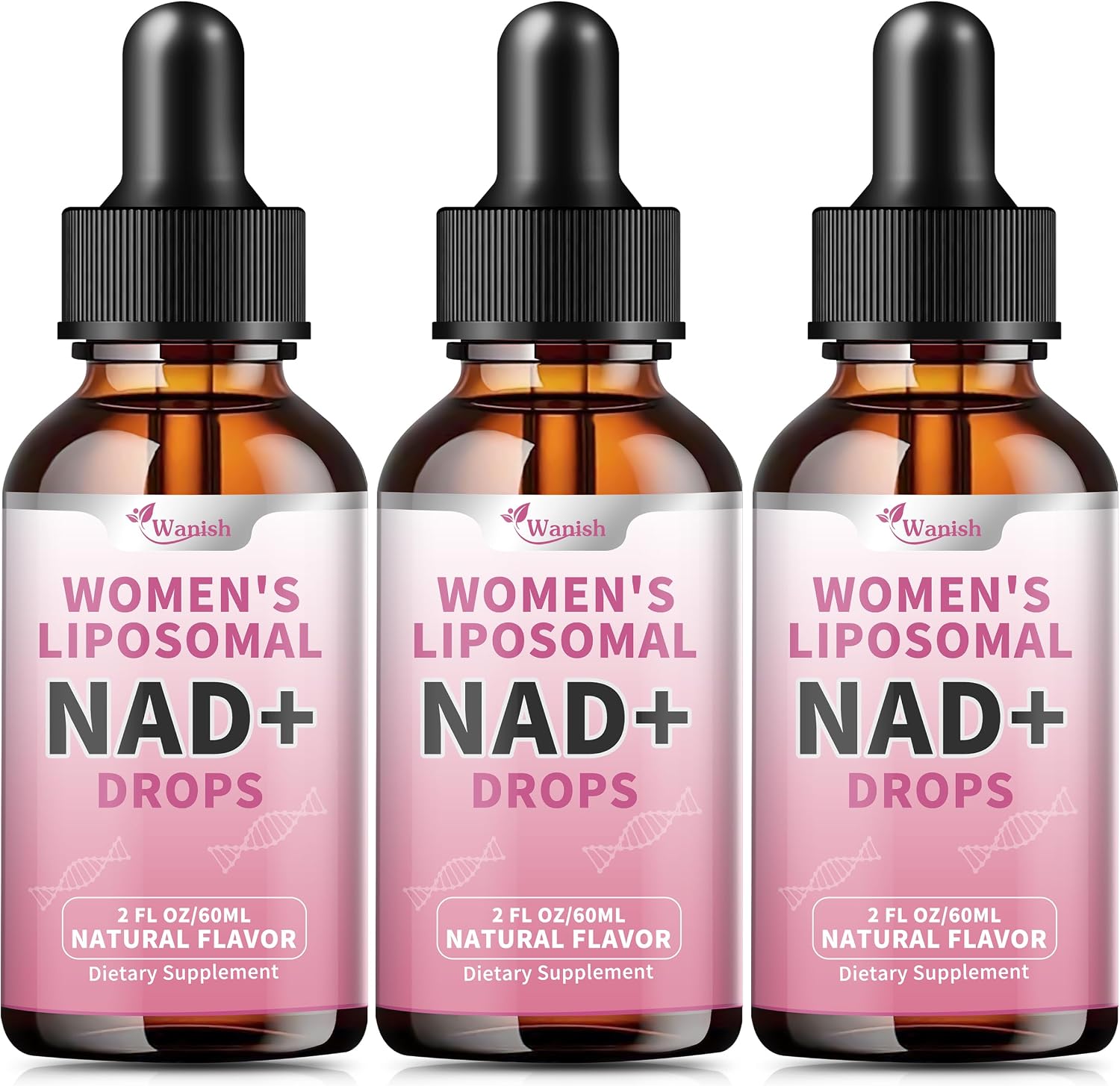 Wanish Liposomal NAD Líquido 500 mg para Mujeres - Nicotinamida, Vegano, Sin Azúcar, 60 ml