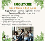 Go Healthy Kids Vitamin D3 K2 (MK-7) Gotas Líquidas Veganas para Niños - Sabor Vainilla - 30 Dosis