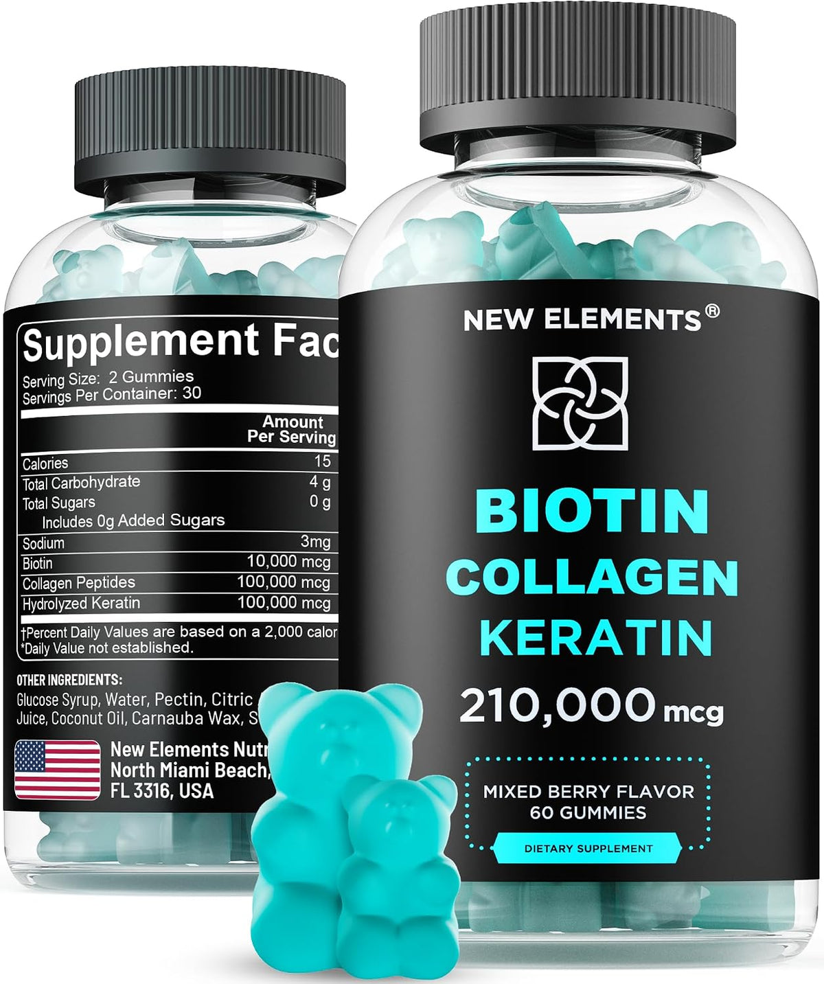 Gominolas de Biotina con Queratina y – Biotina 10000mcg, queratina 100000mcg y colágeno 100000mcg por dosis diaria. – Image 1