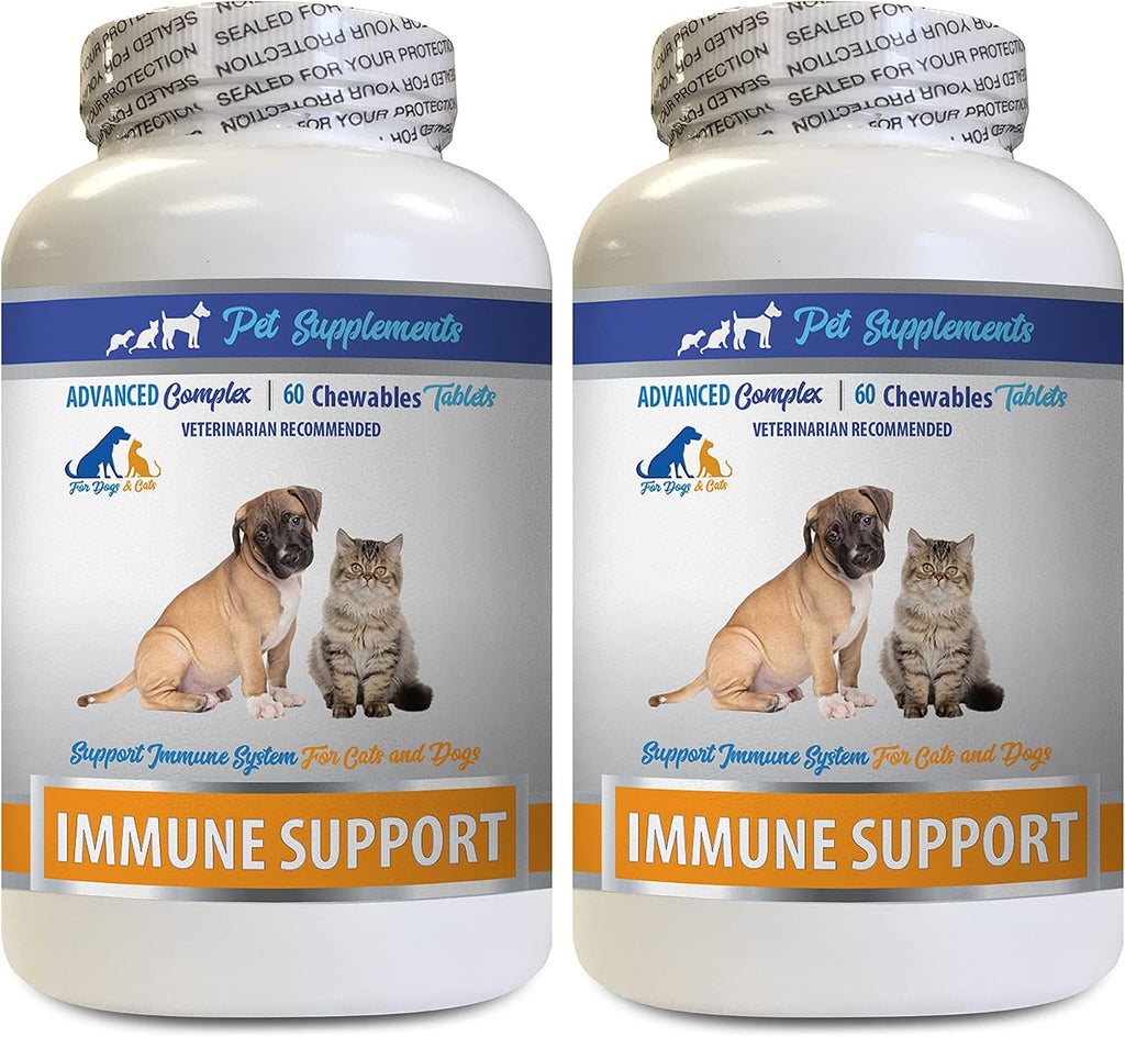 Apoyo Inmunológico para Perros y Gatos - Suplemento Natural con Cúrcuma - 120 Premios (2 Frascos)