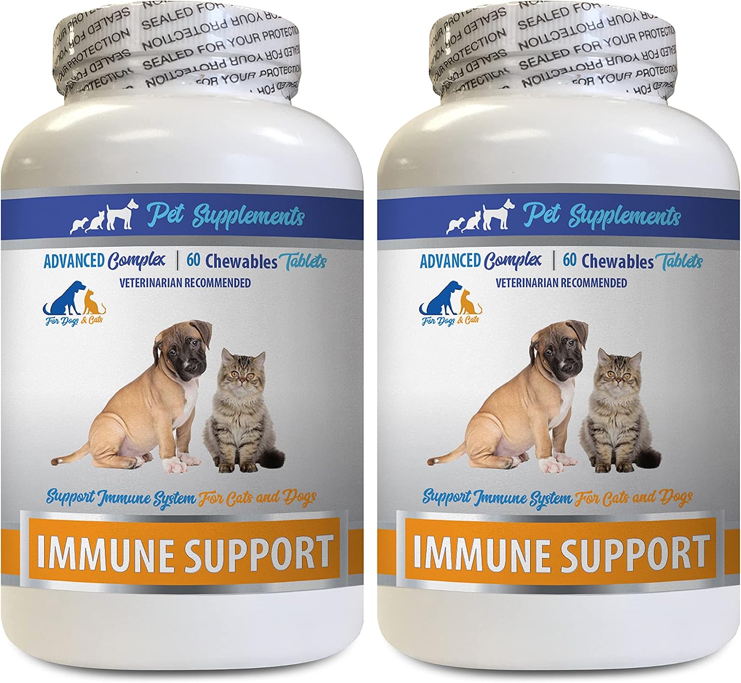 Apoyo Inmunológico para Perros y Gatos - Suplemento Natural con Cúrcuma - 120 Premios (2 Frascos)