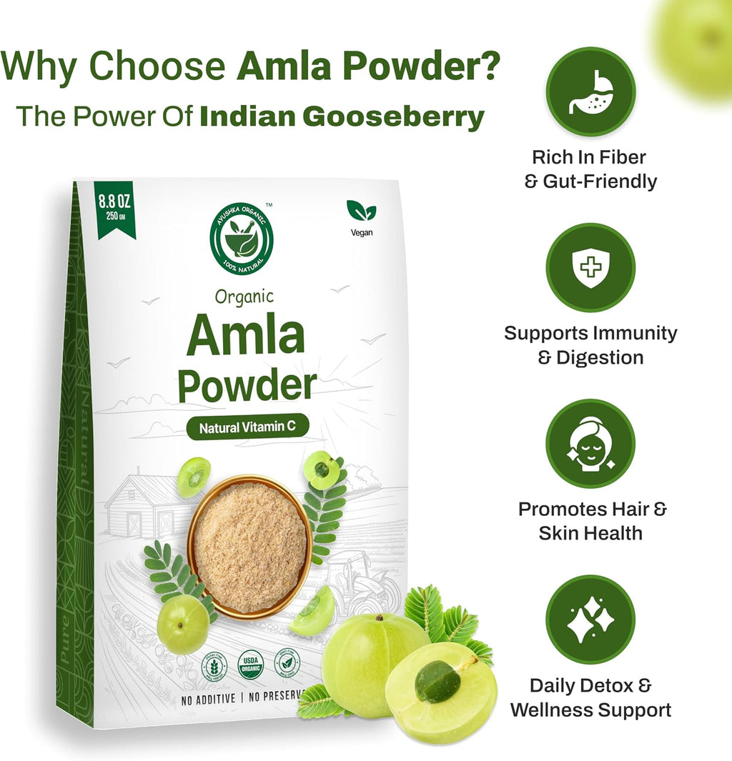 Ayushka Organic Amla en Polvo (Amalaki) – Grosella India Orgánica 250g